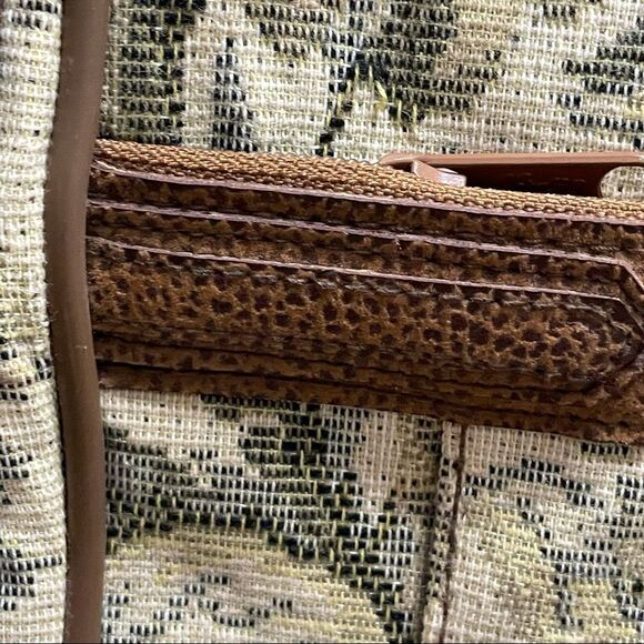 Vintage Verdi Tapestry Carryon Messenger Laptop Bag Cream Brown and Green Floral - Picture 3 of 16